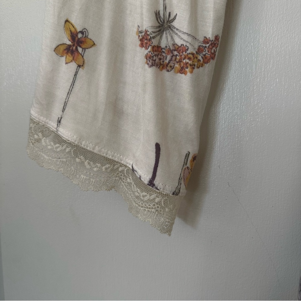 A Pea In The Pod Floral Print Crochet Lace Trim Rayon Robe Womens Medium - Picture 3 of 8